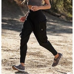 Free People Movement Take A Hike Harem Pants High Rise Cargo Baggy Jogger Black